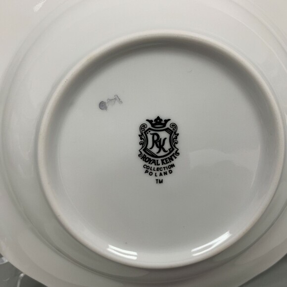 Royal Kent Collection Pasta Soup Bowls Poland White Gold Trim Rimmed Lot of 3 - Picture 6 of 8
